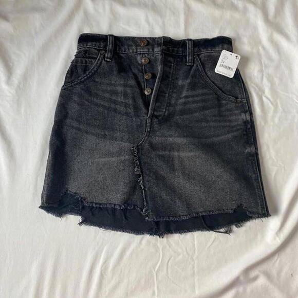 Free People black denim skirt size 24 - Picture 1 of 3